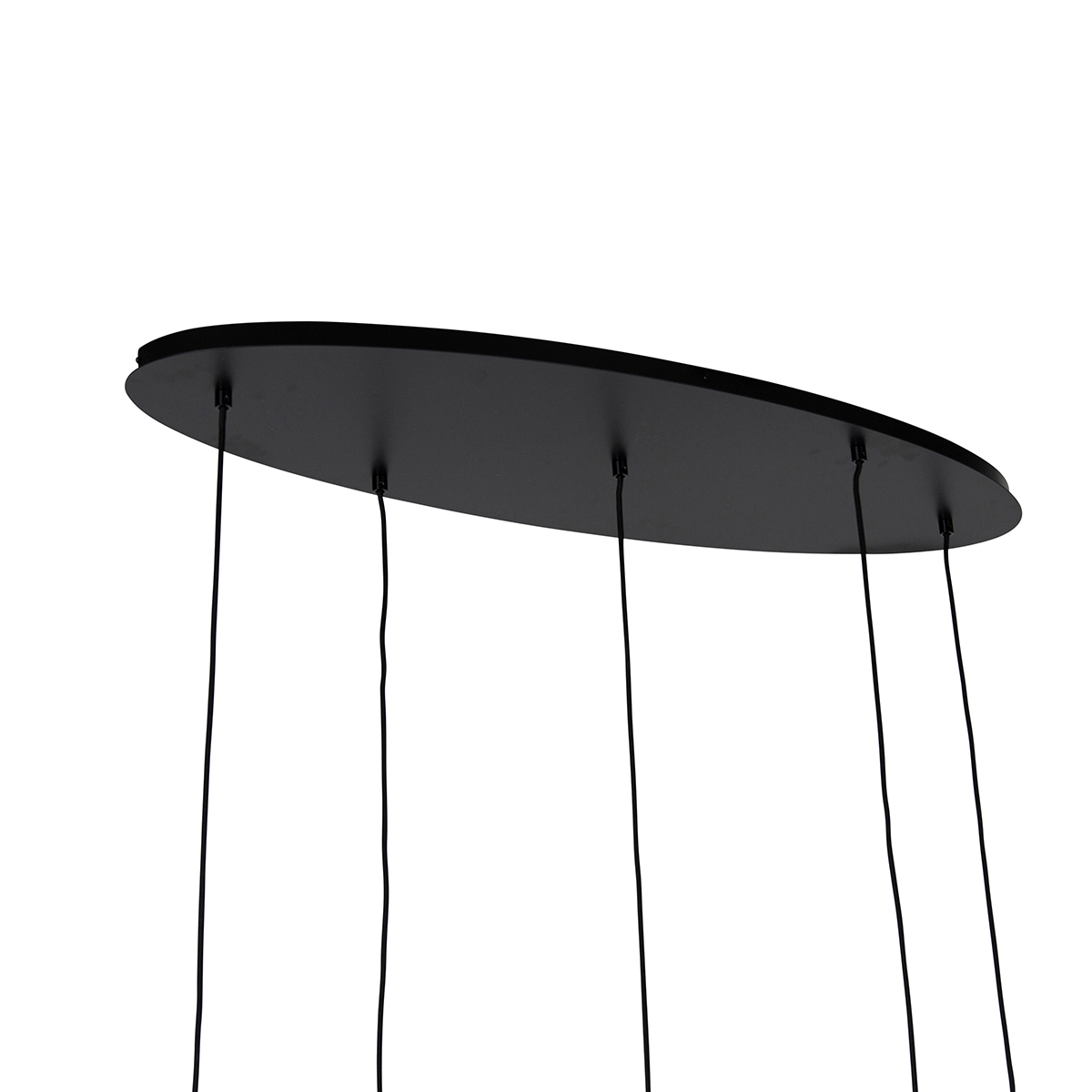 Smart Pendant Lamp Black with Gold and Smoke Glass Oval 5-Lights incl. 5 Wifi A60 - Zuzanna