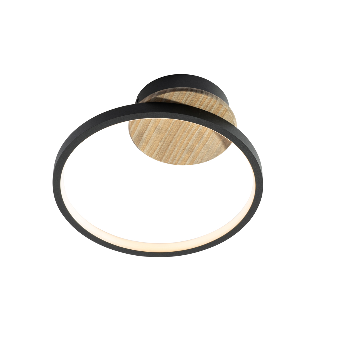 Modern Ceiling Lamp Black with Wood Incl. LED 3-Step Dimmable - Alec