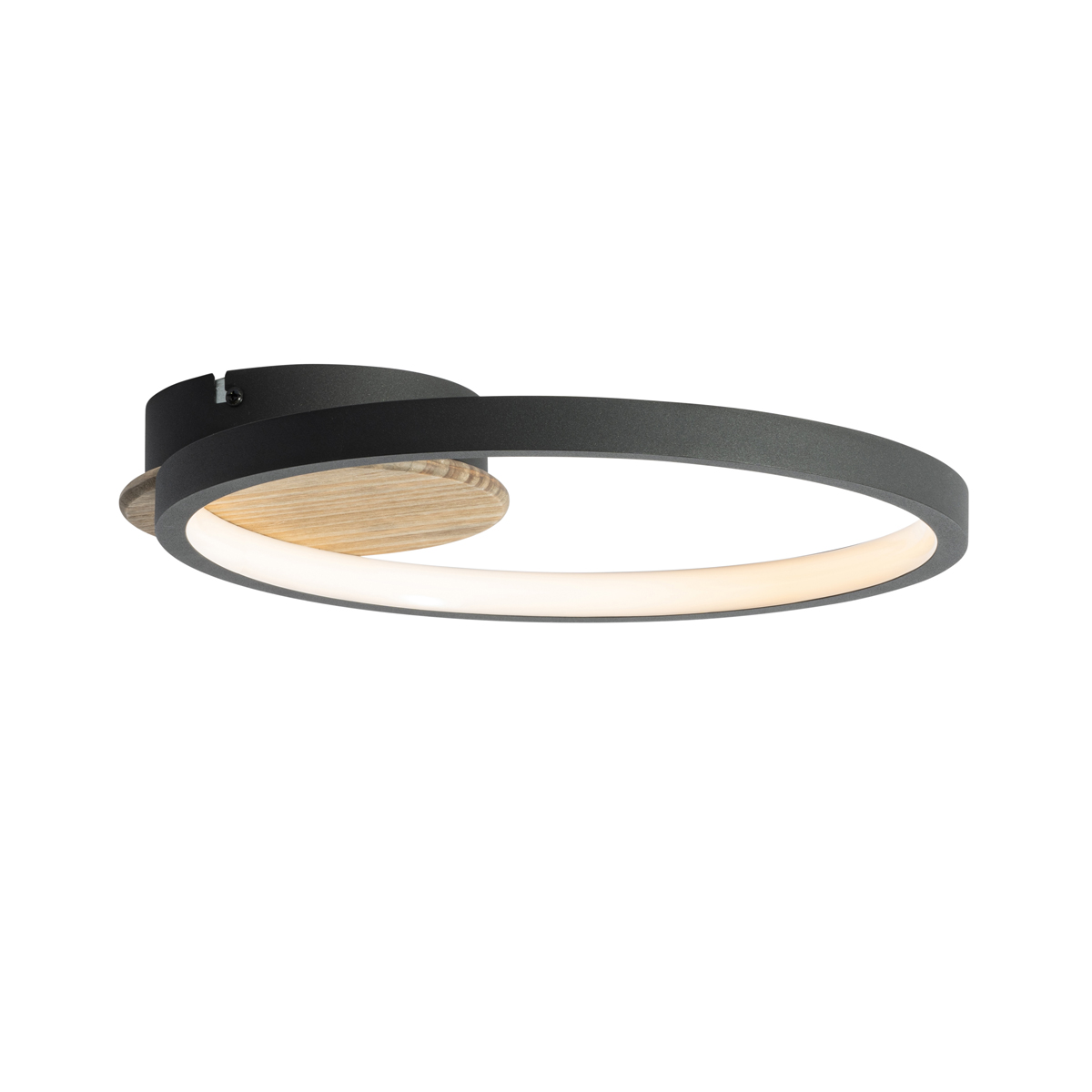 Modern Ceiling Lamp Black with Wood Incl. LED 3-Step Dimmable - Alec