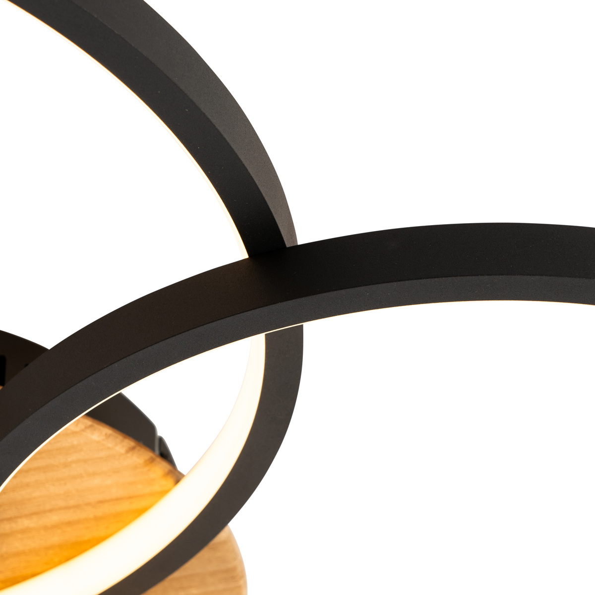 Ceiling Light Black with Wood Incl. LED 3-Step Dimmable 3-Light - Alec