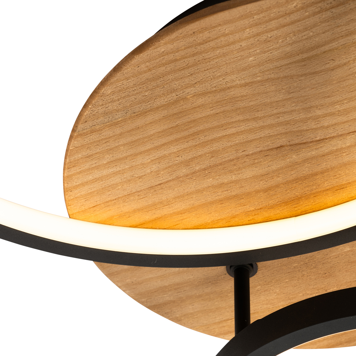 Deckenleuchte schwarz mit Holz inkl. LED 3-stufig dimmbar 3-flammig - Alec