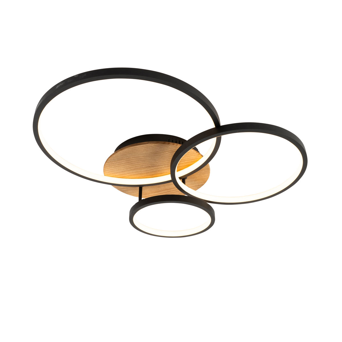 Ceiling Light Black with Wood Incl. LED 3-Step Dimmable 3-Light - Alec