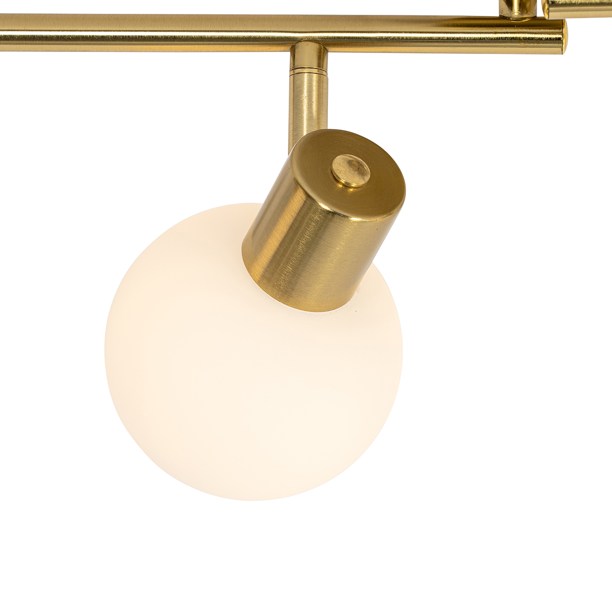 Foco de techo inteligente dorado con cristal opalino 4 luces orientable incl. 4 Wifi P45 - Anouk