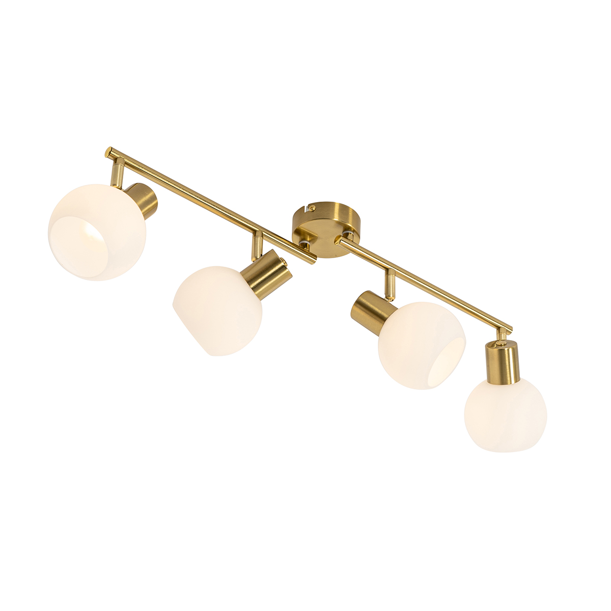 Foco de techo inteligente dorado con cristal opalino 4 luces orientable incl. 4 Wifi P45 - Anouk