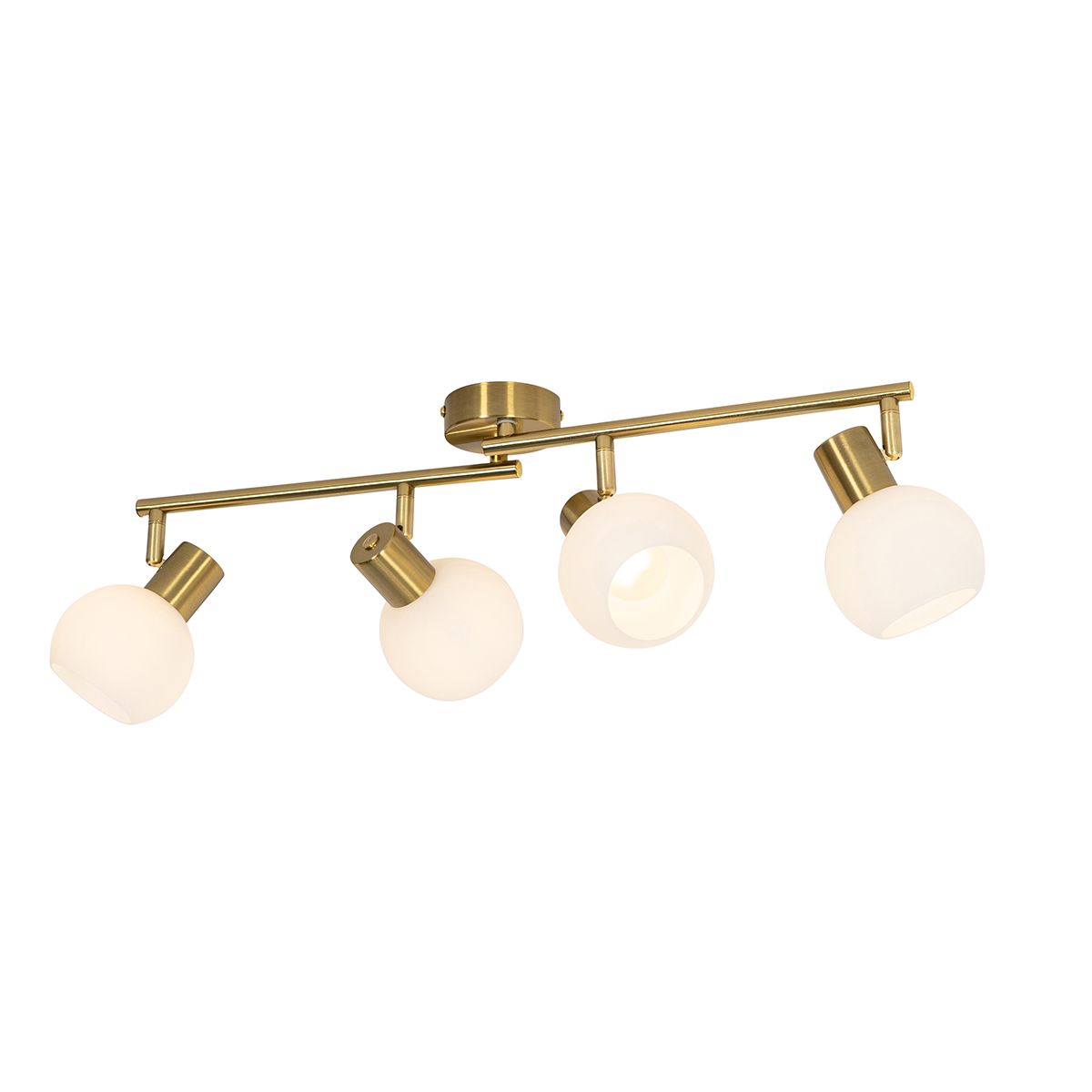 Foco de techo inteligente dorado con cristal opalino 4 luces orientable incl. 4 Wifi P45 - Anouk