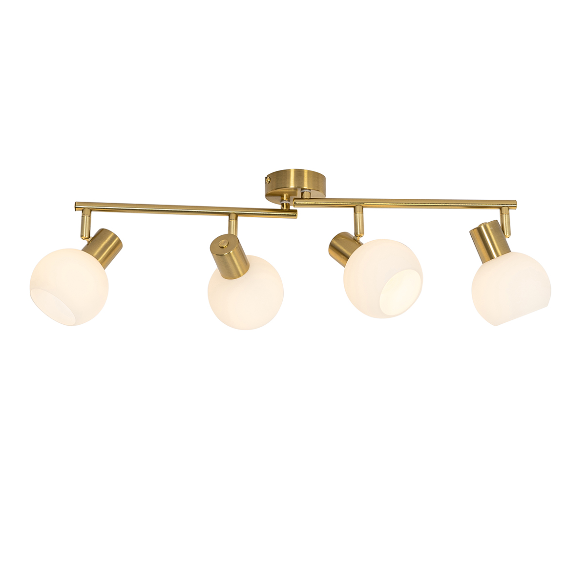 Foco de techo inteligente dorado con cristal opalino 4 luces orientable incl. 4 Wifi P45 - Anouk