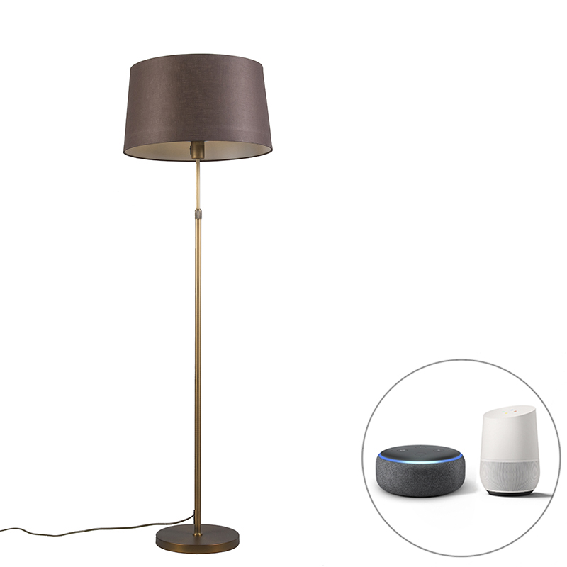E-shop Chytrá stojaca lampa bronzová s hnedým tienidlom 45 cm vrátane Wifi A60 - Parte