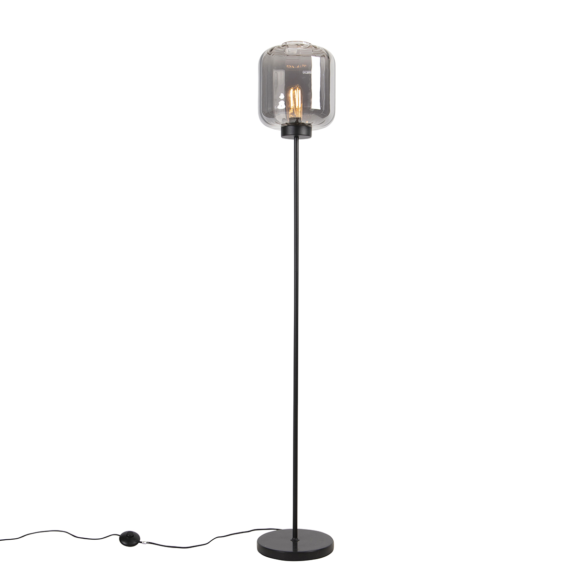 Intelligens állólámpa fekete, füstüveggel, Wifi ST64-vel - Qara