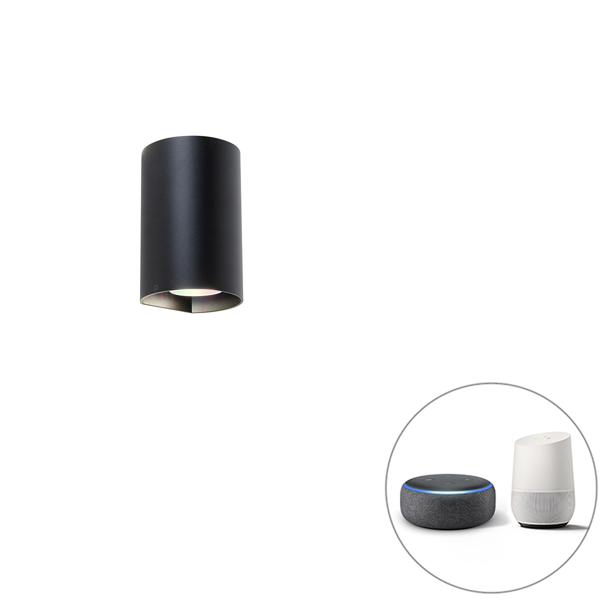 Smart ronde wandlamp zwart incl. Wifi GU10 - Sabbir