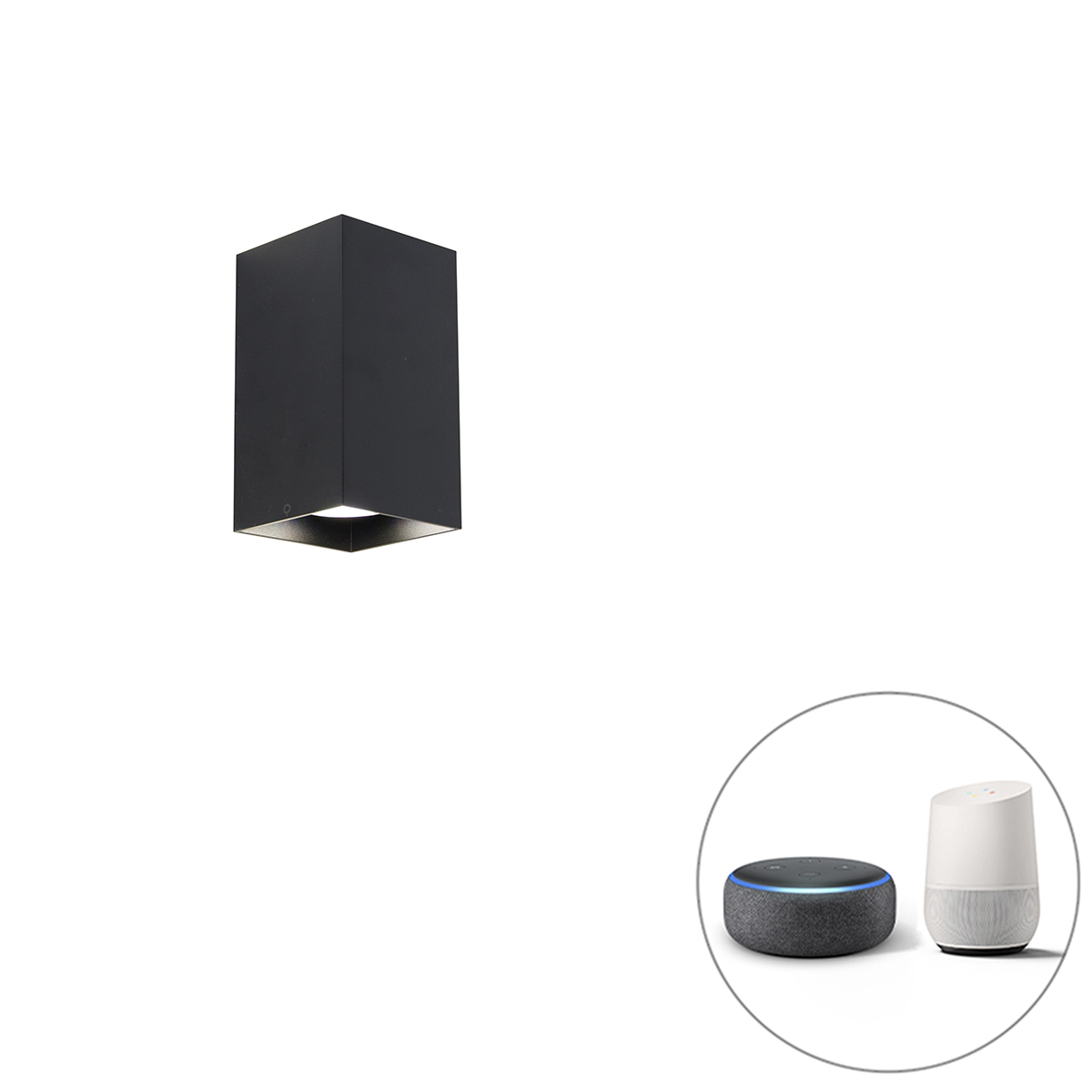 Smart vierkante wandlamp zwart incl. Wifi GU10 - Sabbir