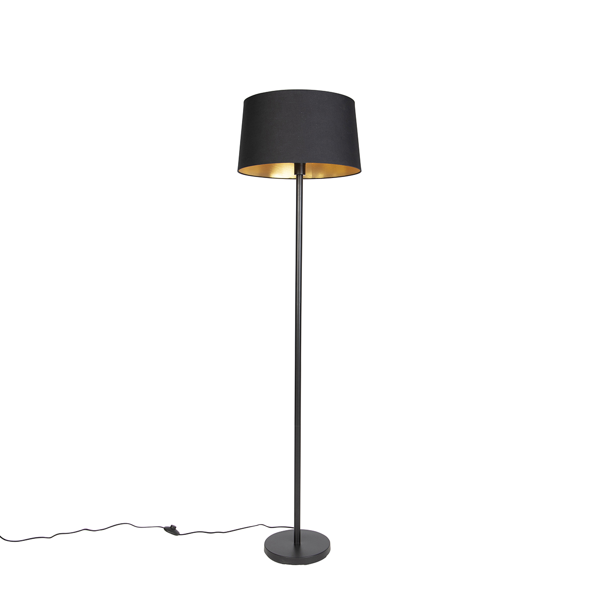 Lampă de podea inteligentă neagră cu abajur negru 45 cm inclusiv Wifi A60 - Simplo