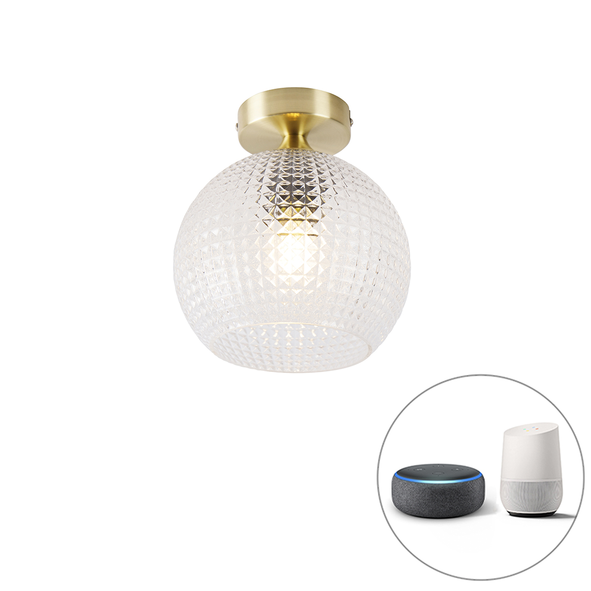 Smart Art Deco mennyezeti lámpa sárgaréz Wifi A60-al - Sphere