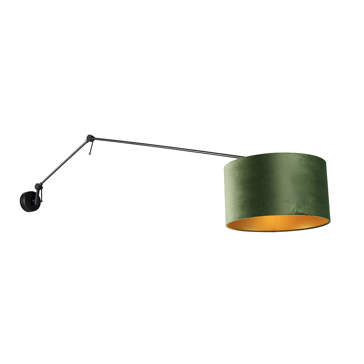 Fali lámpa fekete velúr búrával zöld 35 cm állítható - Blitz