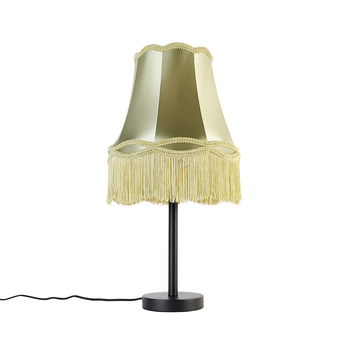 Klasická stolná lampa čierna s tienidlom Granny zelená 30 cm - Simplo