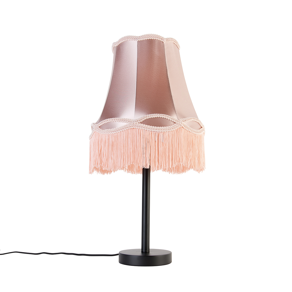 Klasická stolná lampa čierna s tienidlom Granny ružové 30 cm - Simplo