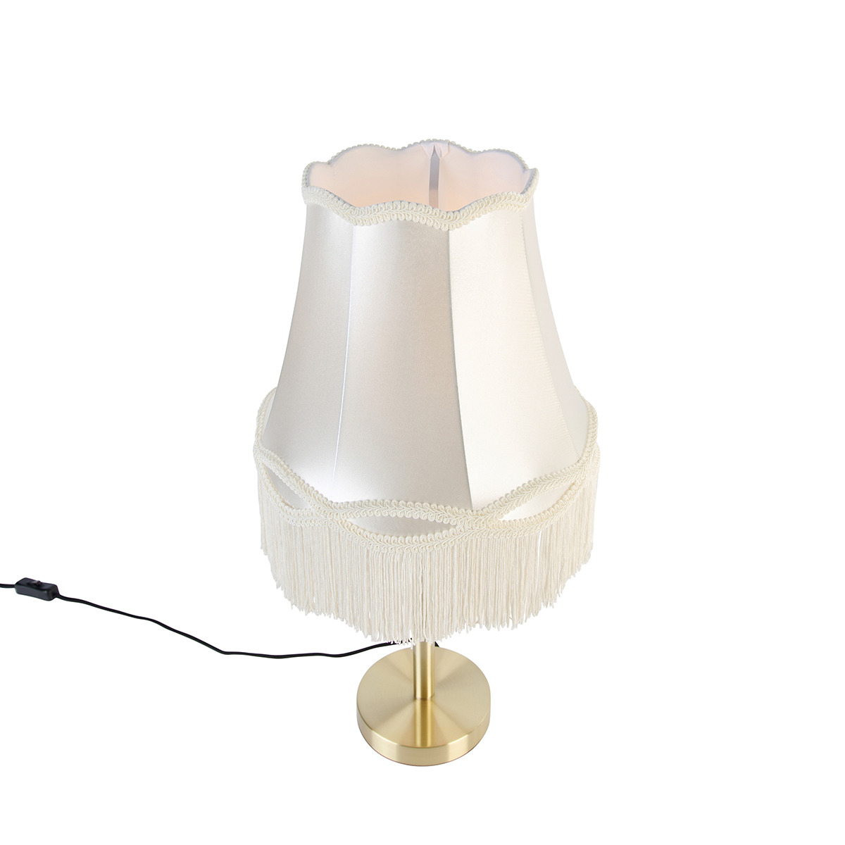 Lámpara de mesa clásica de latón con pantalla Granny crema 30 cm - Simplo