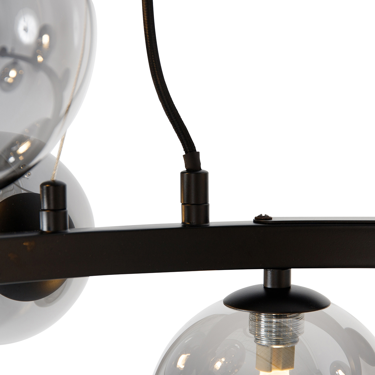 Art Deco Pendant Light Black with Smoke Glass 12-Light - David