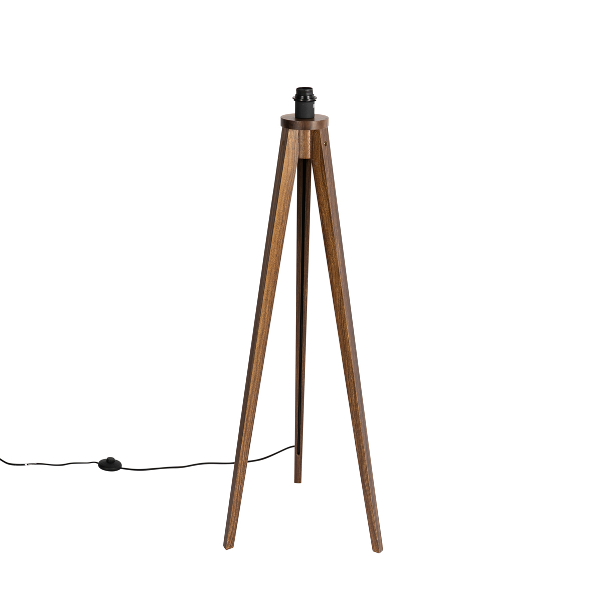 Lampada da terra rustica a treppiede in legno di noce - Tripod Classic