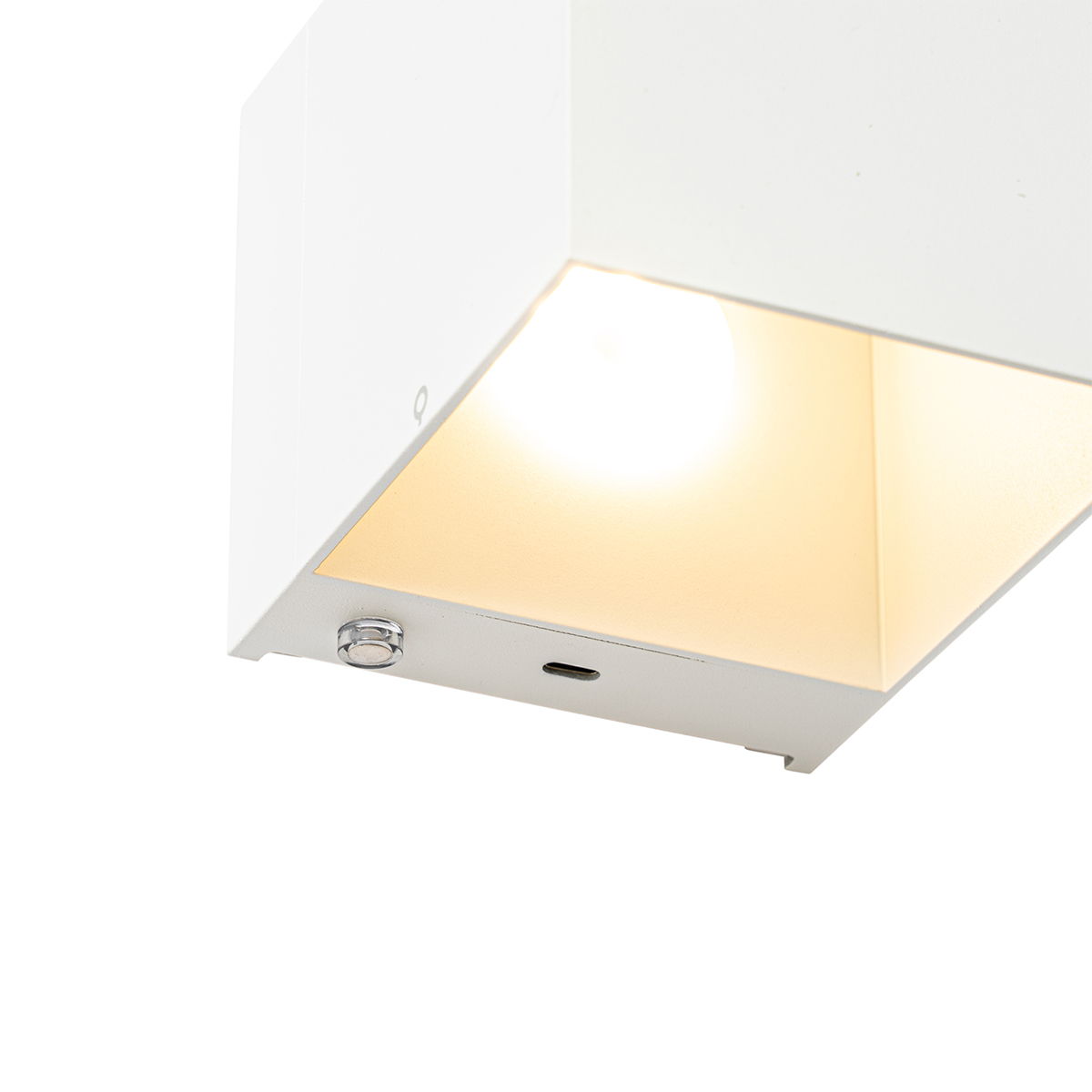 Nástenná lampa biela vrátane LED a dobíjacieho dotykového stmievača - Joris