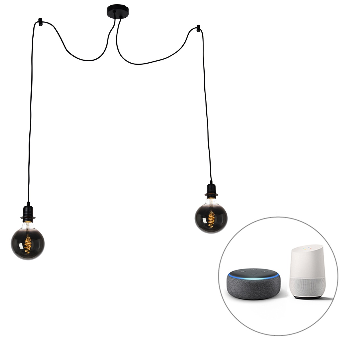 Inteligentné závesné svietidlo čierne vrátane 2 Wifi G125 - Cava