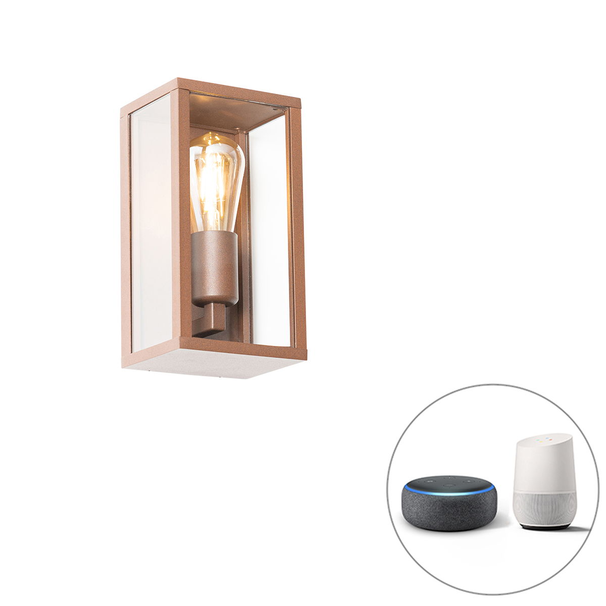 Inteligentné nástenné svietidlo hrdzavohnedá 26 cm IP44 vrátane WiFi ST64 - Charlois Inteligentné nástenné svietidlo hrdzavohnedá 26 cm IP44 vrátane WiFi ST64 - Charlois