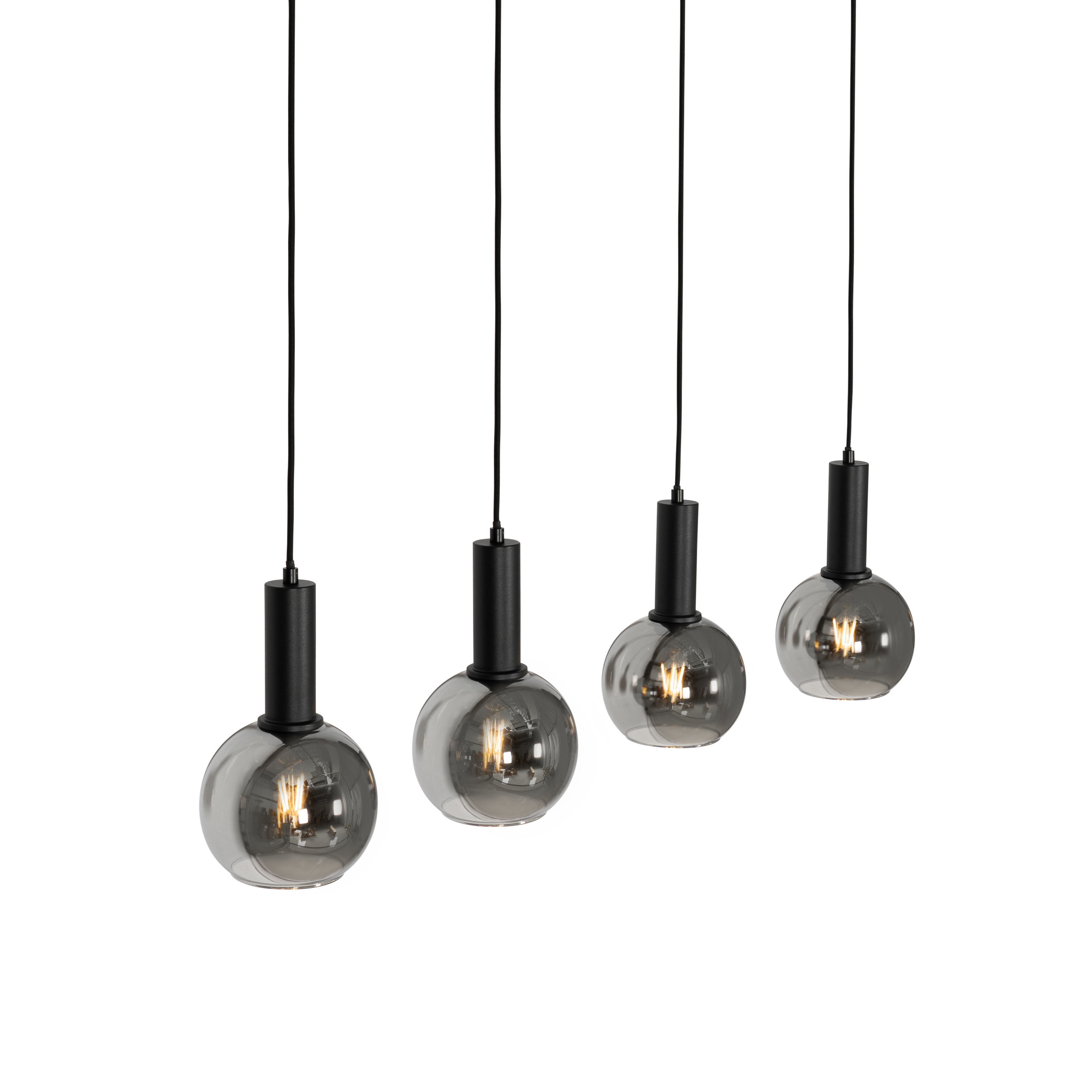 Art Deco Hängelampe schwarz mit Rauchglas 4-flammig - Josje