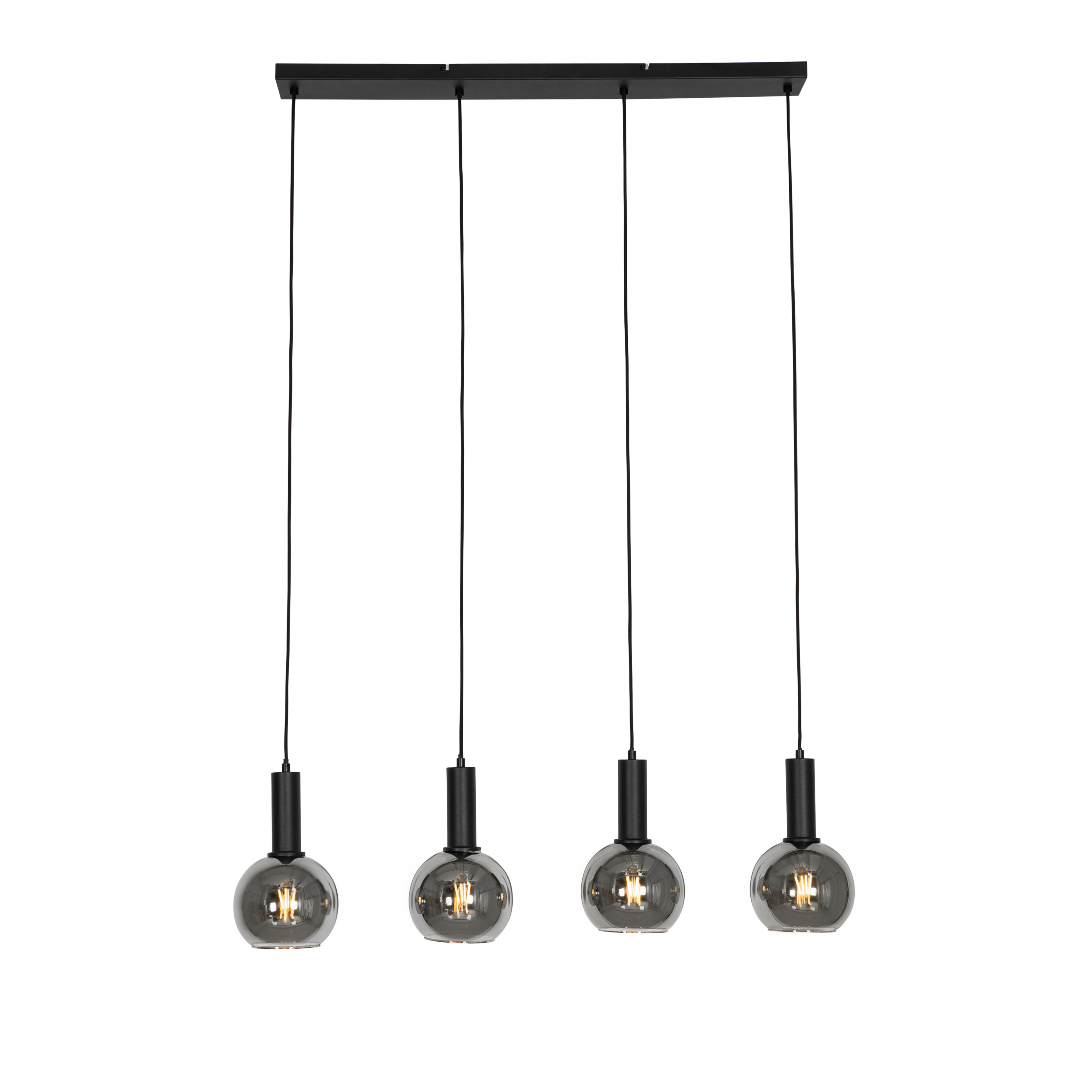 Art Deco Hängelampe schwarz mit Rauchglas 4-flammig - Josje