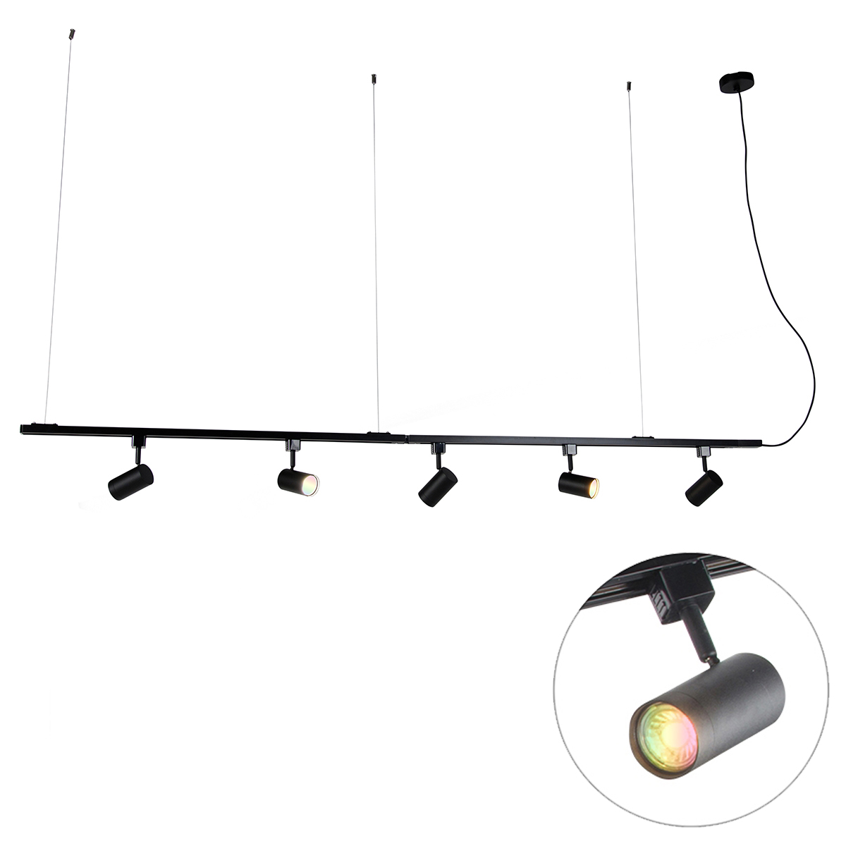 Inteligentný koľajnicový systém osvetlenia čierny 1-fázový vrátane 5 Wifi GU10 - Iconic Jeana Inteligentný koľajnicový systém osvetlenia čierny 1-fázový vrátane 5 Wifi GU10 - Iconic Jeana