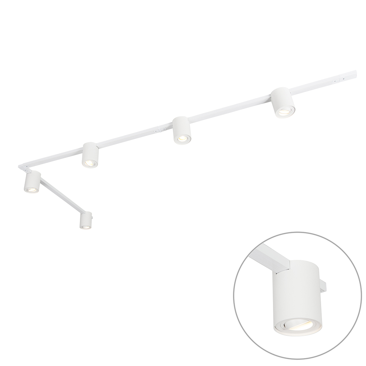 Moderný koľajnicový systém biely s 5 reflektormi 1-fázový - Rondoo Up