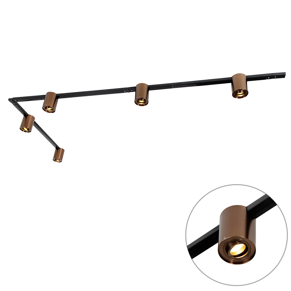 1-fázový koľajnicový systém s 5 tmavými bronzovými a čiernymi bodkami - Rondoo Up 1-fázový koľajnicový systém s 5 tmavými bronzovými a čiernymi bodkami - Rondoo Up
