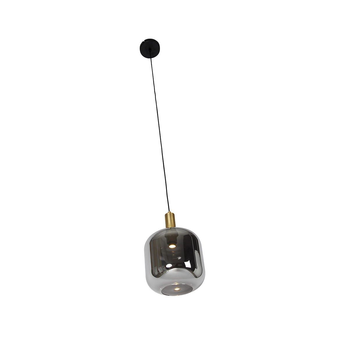 Lampada a sospensione nera con vetro oro e fumé incl. PUCC - Zuzanna