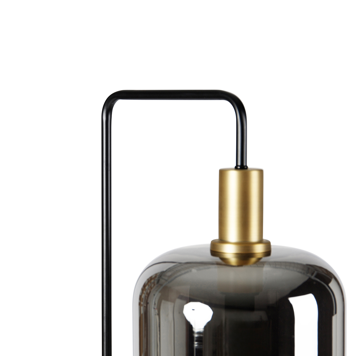 Stehleuchte schwarz mit Gold und Rauchglas inkl. PUCC - Zuzanna