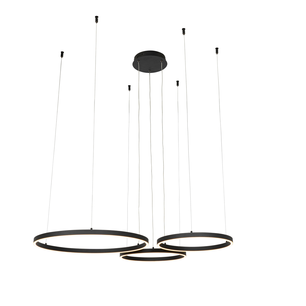 Függesztett lámpa fekete 3 fokozatban szabályozható 3 lámpával - Anello