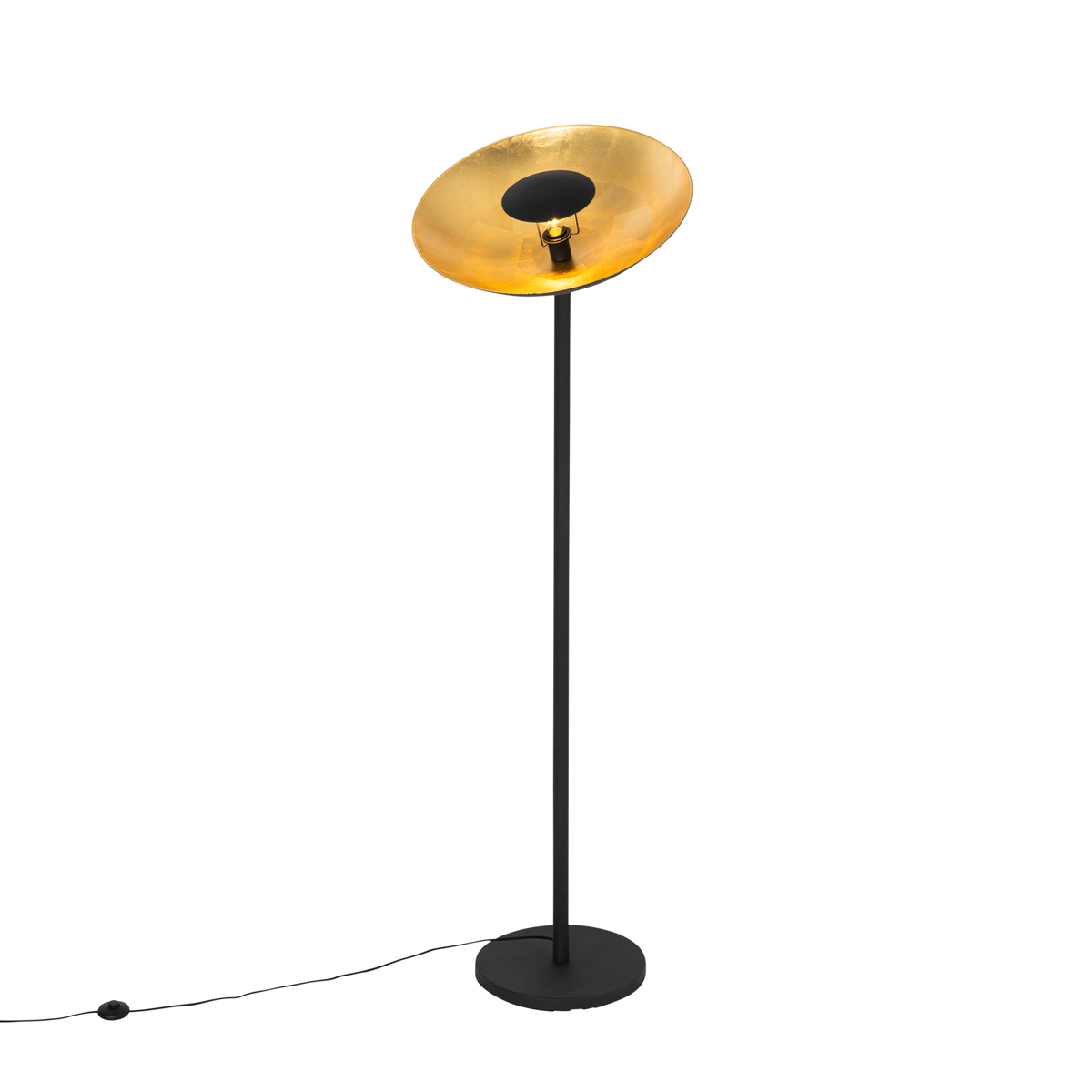 Industrial Floor Lamp Black with Gold Interior 60 cm - Magnax