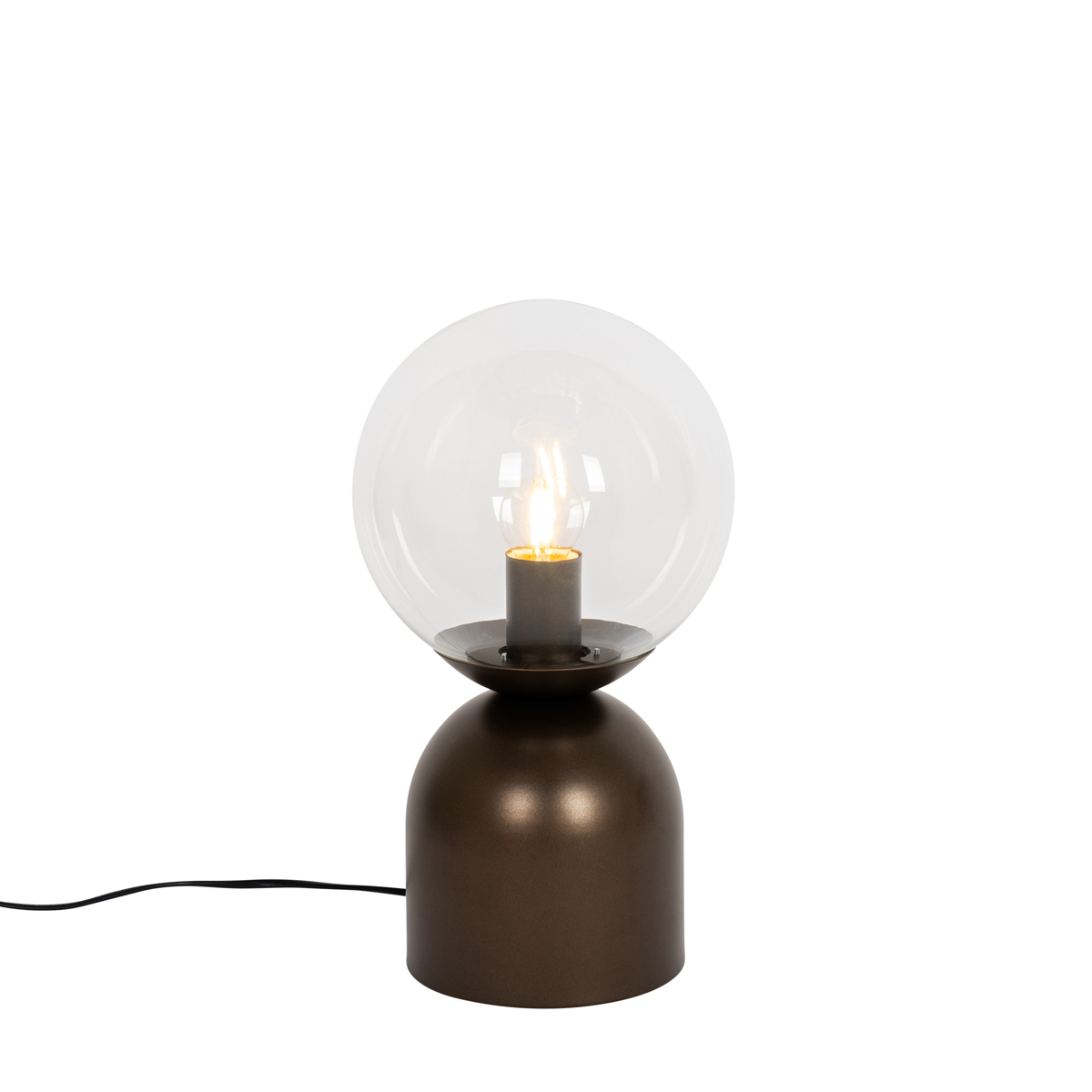 Levně Hotelová elegantní stolní lampa tmavě bronzová s čirým sklem - Pallon Trend