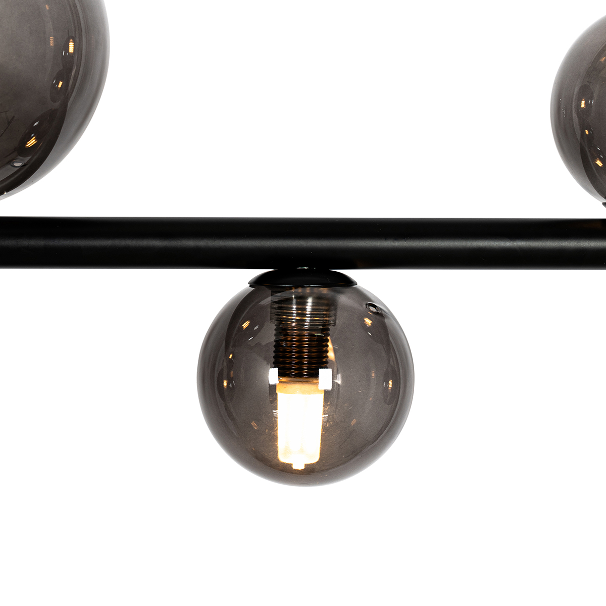 Pendant Light Black with Smoke Glass Oblong 8-Light - Monaco
