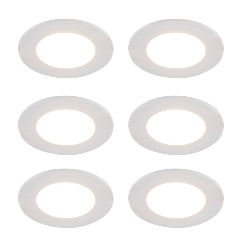 Sada 6 vstavaných bodových svetiel bielych vrátane stmievateľných LED 7W IP65 - Blanca