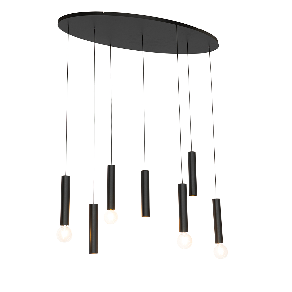 Lampada a sospensione di design ovale nera a 7 luci - Tuba