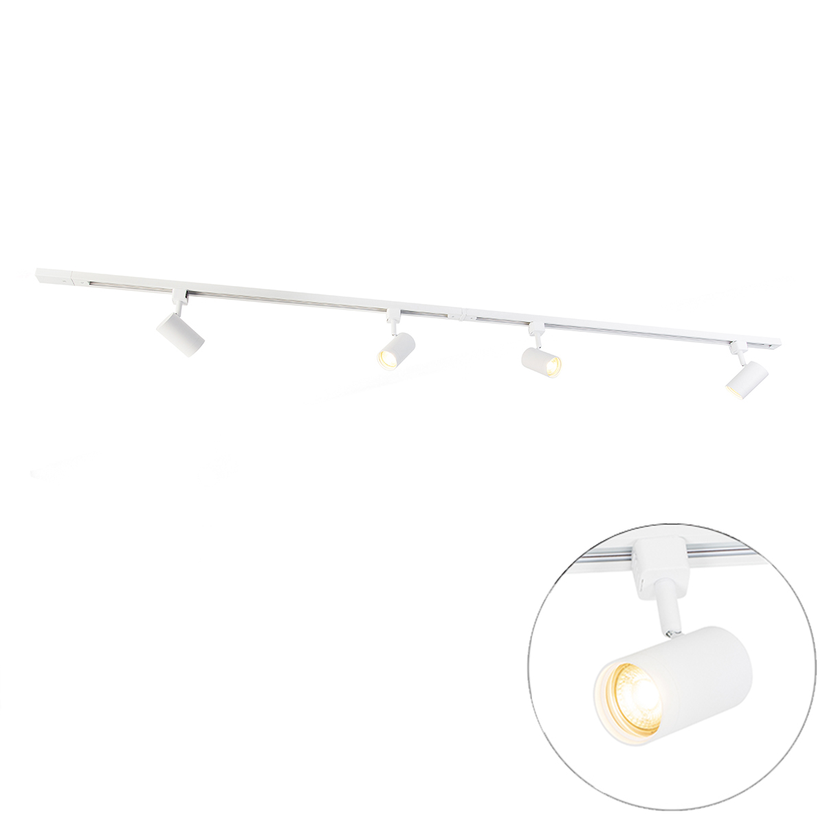 Moderný 1-fázový koľajnicový systém so 4 bielymi reflektormi - Jeana