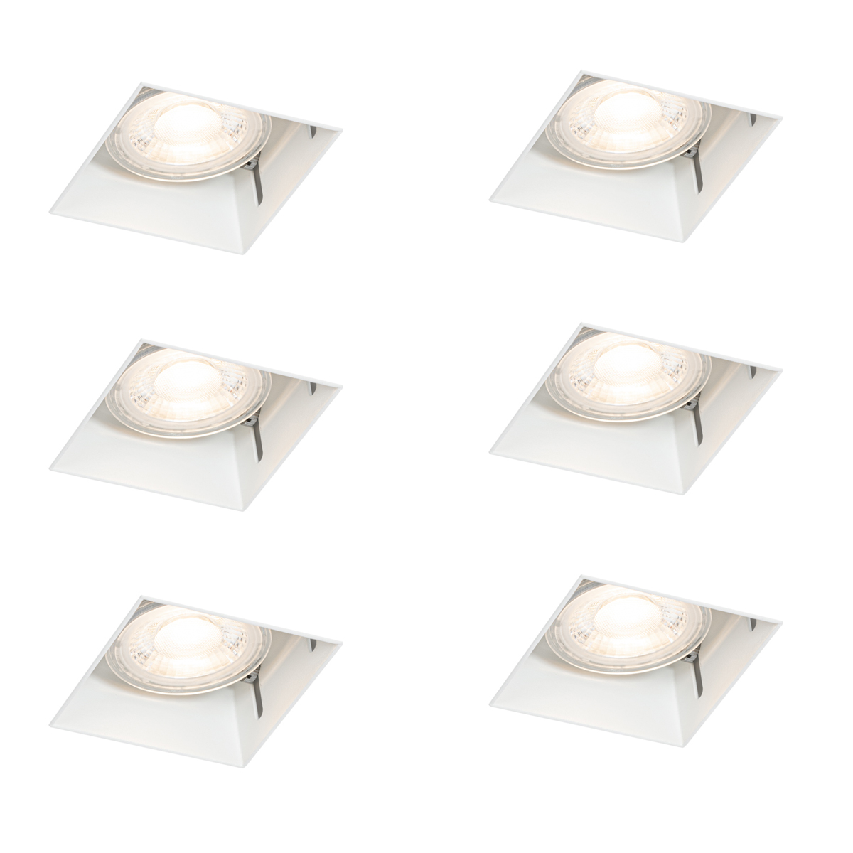 Sada 6 vstavaných bodových svetiel bielych GU10 50 mm bez rámu - Oneon