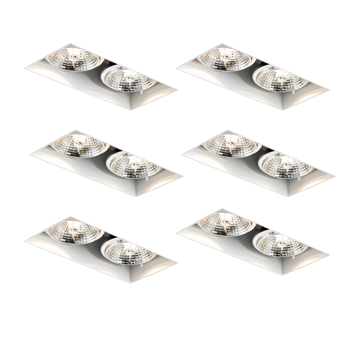 6 db-os süllyesztett spotlámpa szett fehér GU10 70 mm 2 fényű, szegély nélküli - Oneon