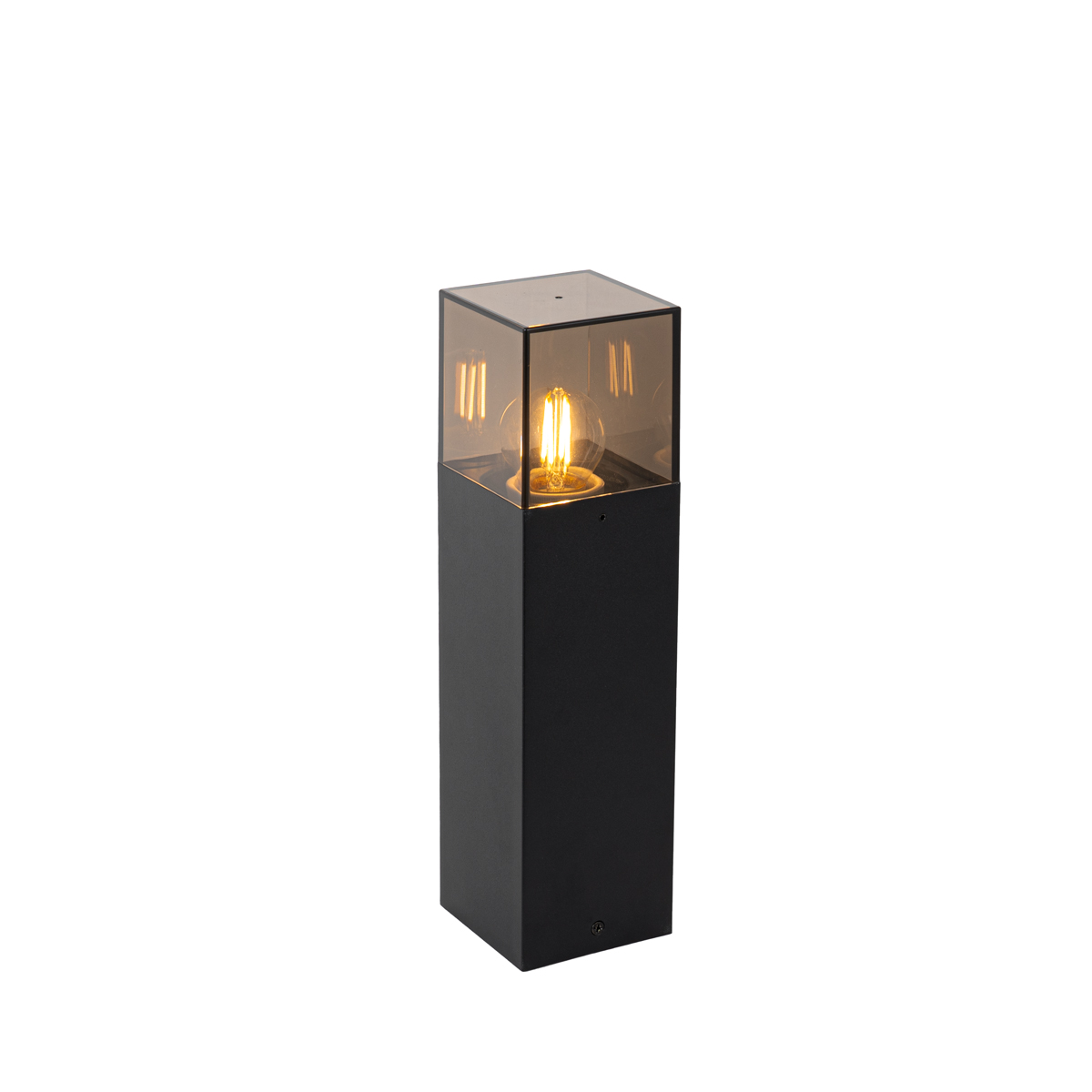 E-shop Stojanové vonkajšie svietidlo čierne s dymovým tienidlom 30 cm - Dánsko