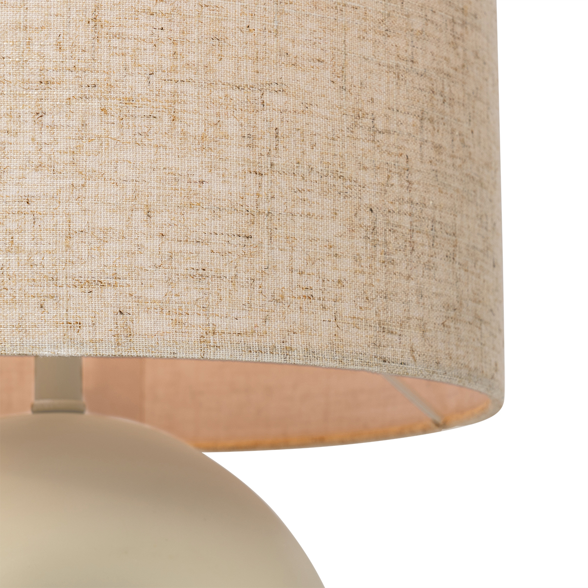 Skandinavische Tischleuchte Beige mit Leinen-Schirm Beige - Lotti