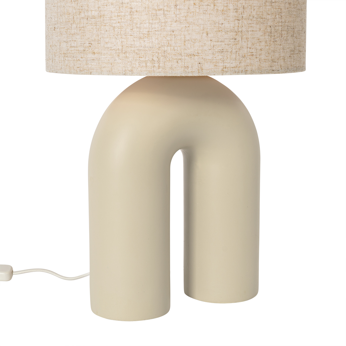 Skandinavische Tischleuchte Beige mit Leinen-Schirm Beige - Lotti