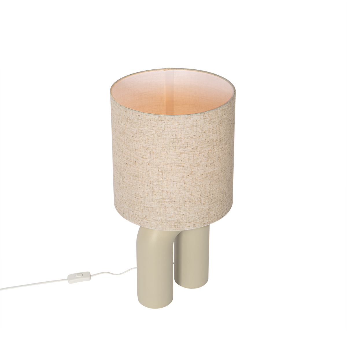Skandinavische Tischleuchte Beige mit Leinen-Schirm Beige - Lotti