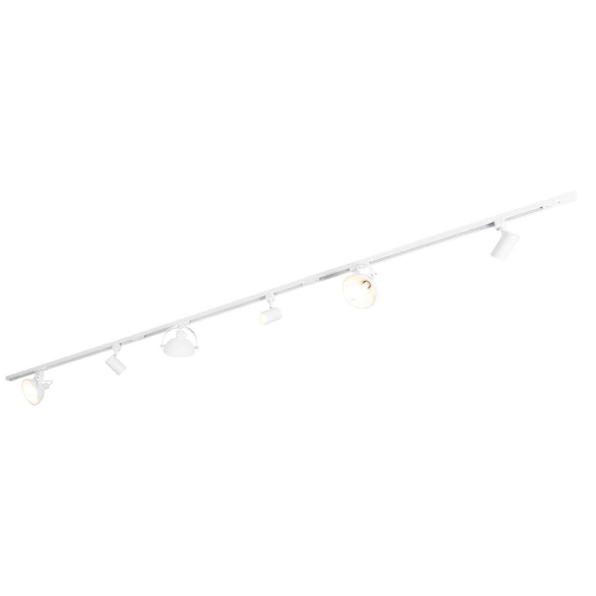 Sistema a binario monofase con 6 faretti orientabili bianchi - Magnax Jeana