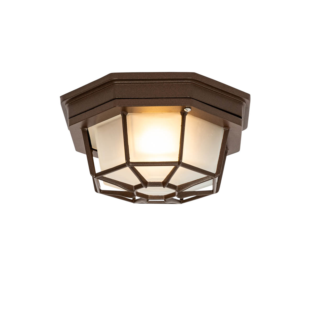 Rustykalna lampa sufitowa rdzawo brązowa 21,3 cm IP44 – Bri