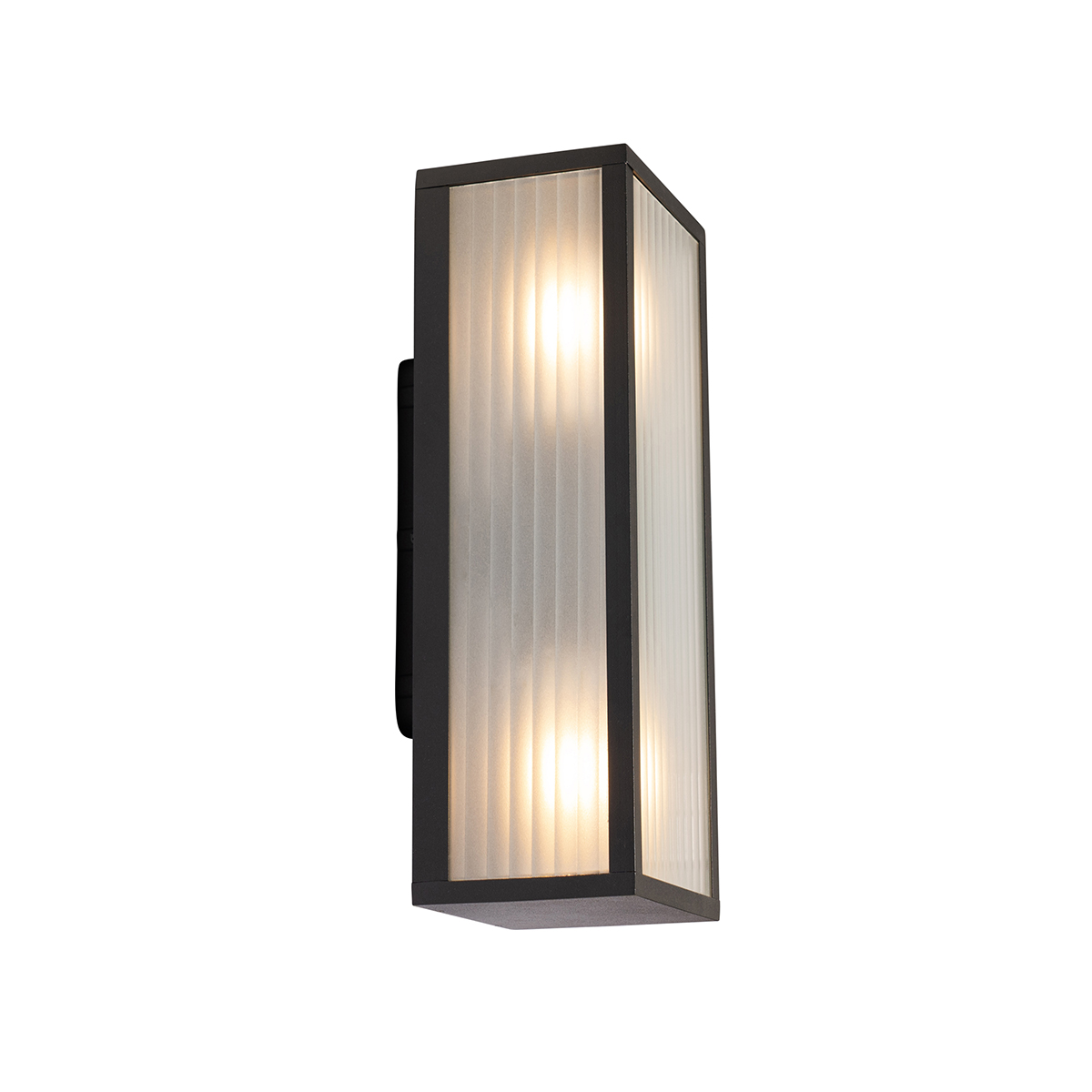 Lampada da parete smart per esterni nera con vetro a coste incl. 2 Wifi A60 - Charlois