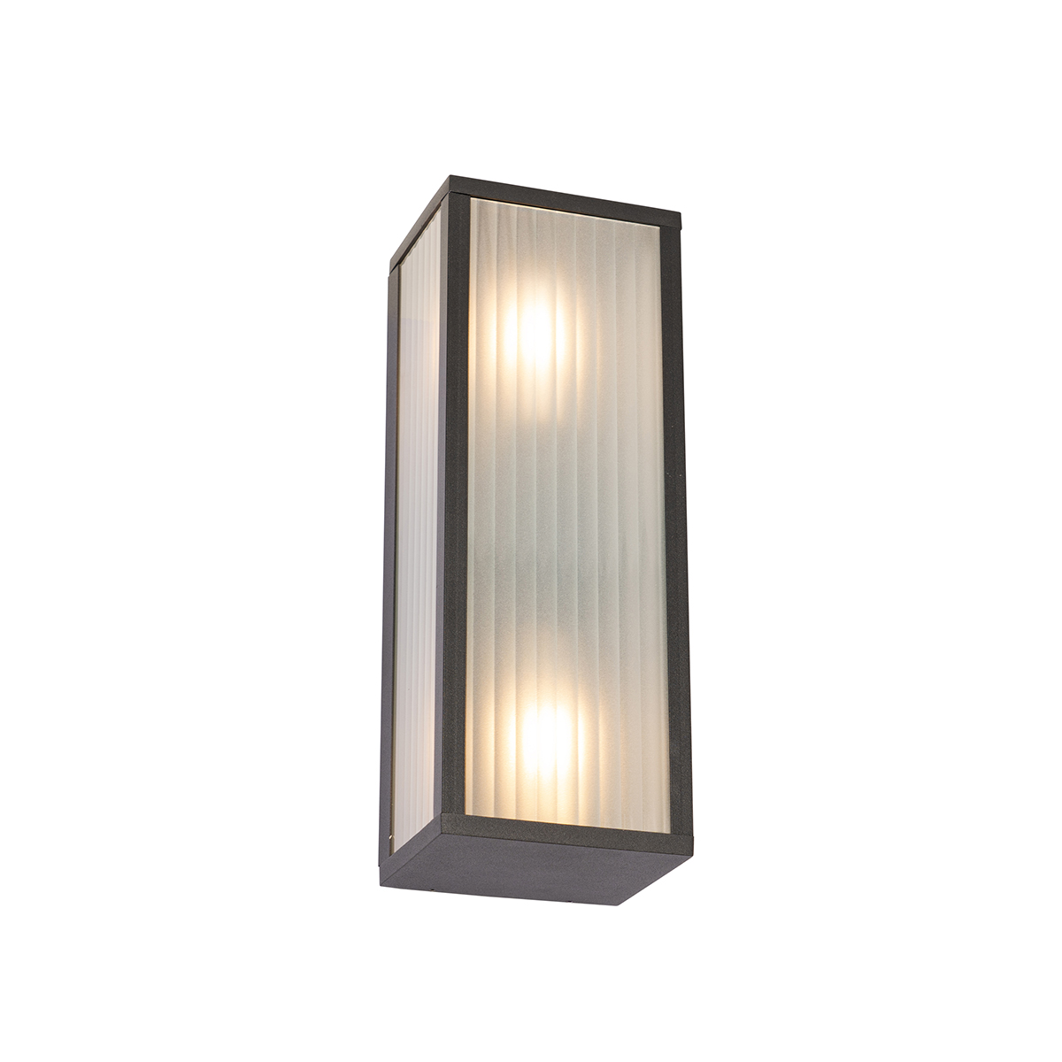 Lampada da parete smart per esterni nera con vetro a coste incl. 2 Wifi A60 - Charlois