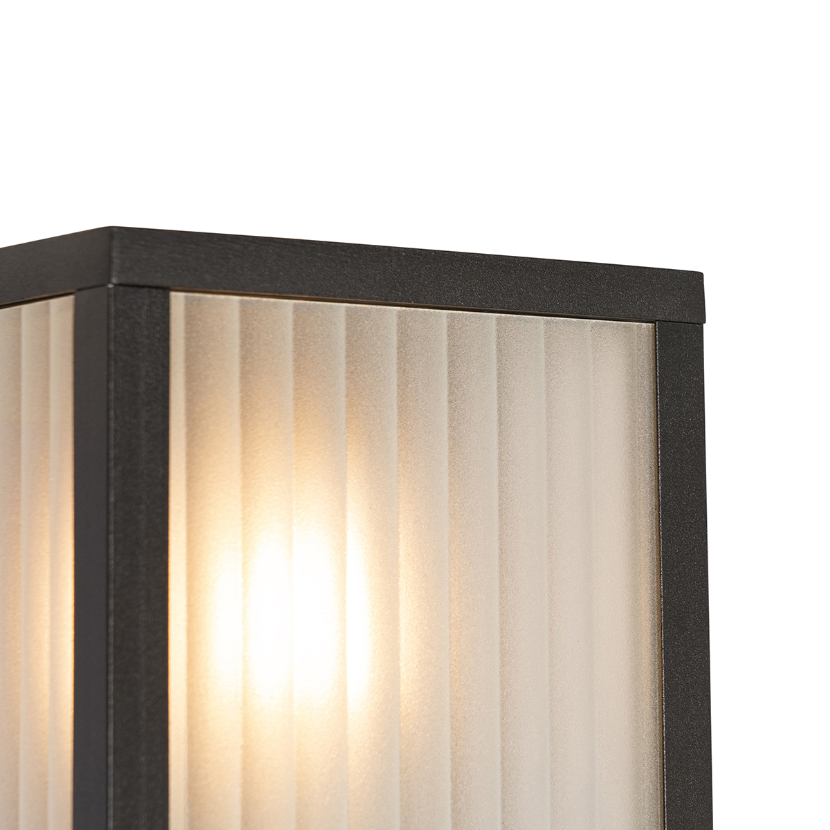 Lampada da parete smart per esterni nera con vetro a coste incl. 2 Wifi A60 - Charlois